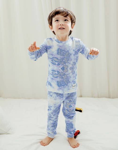 Tie Dyeing Winter Blue Long Sleeve PJs