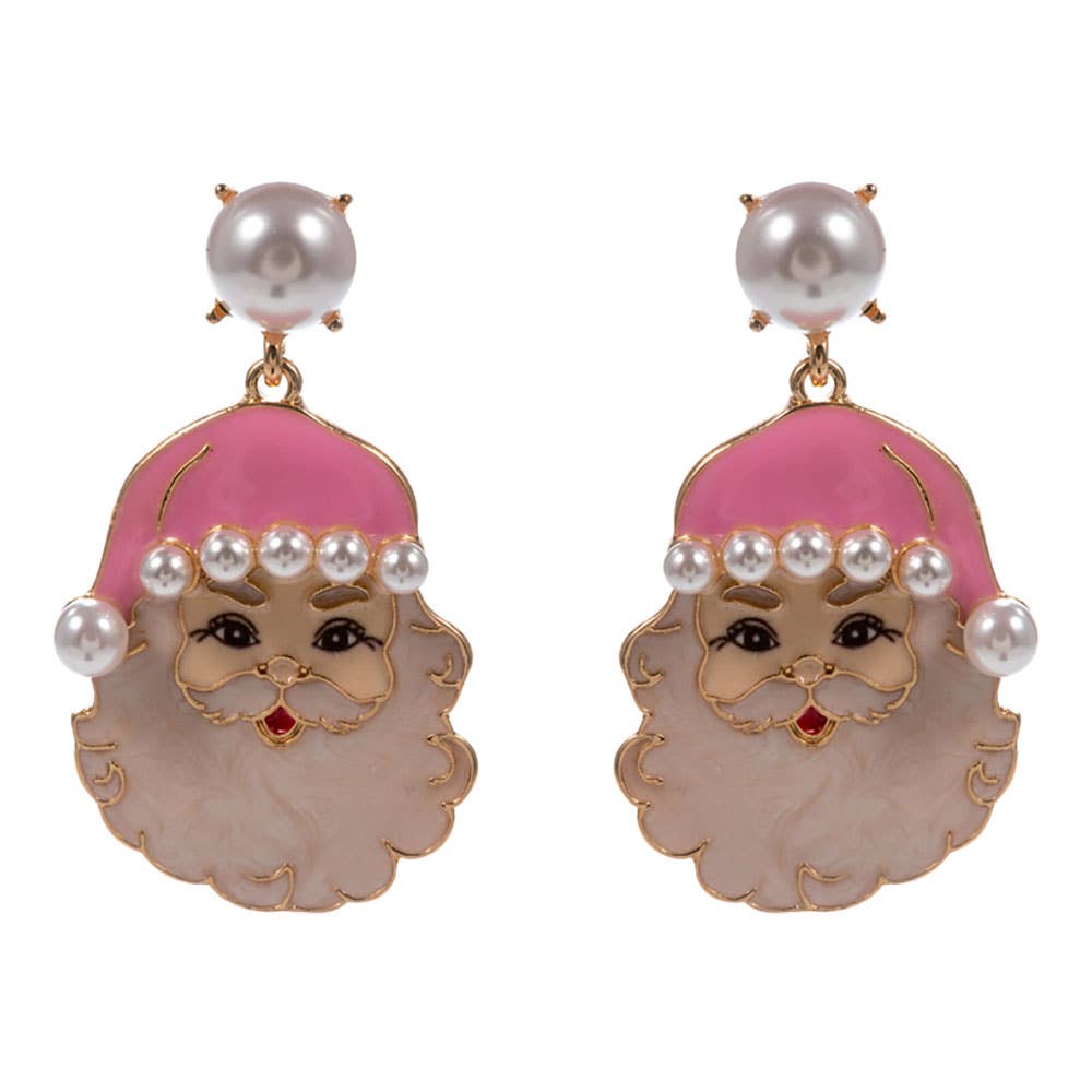 Playful Pearl Santa Dangle Earrings