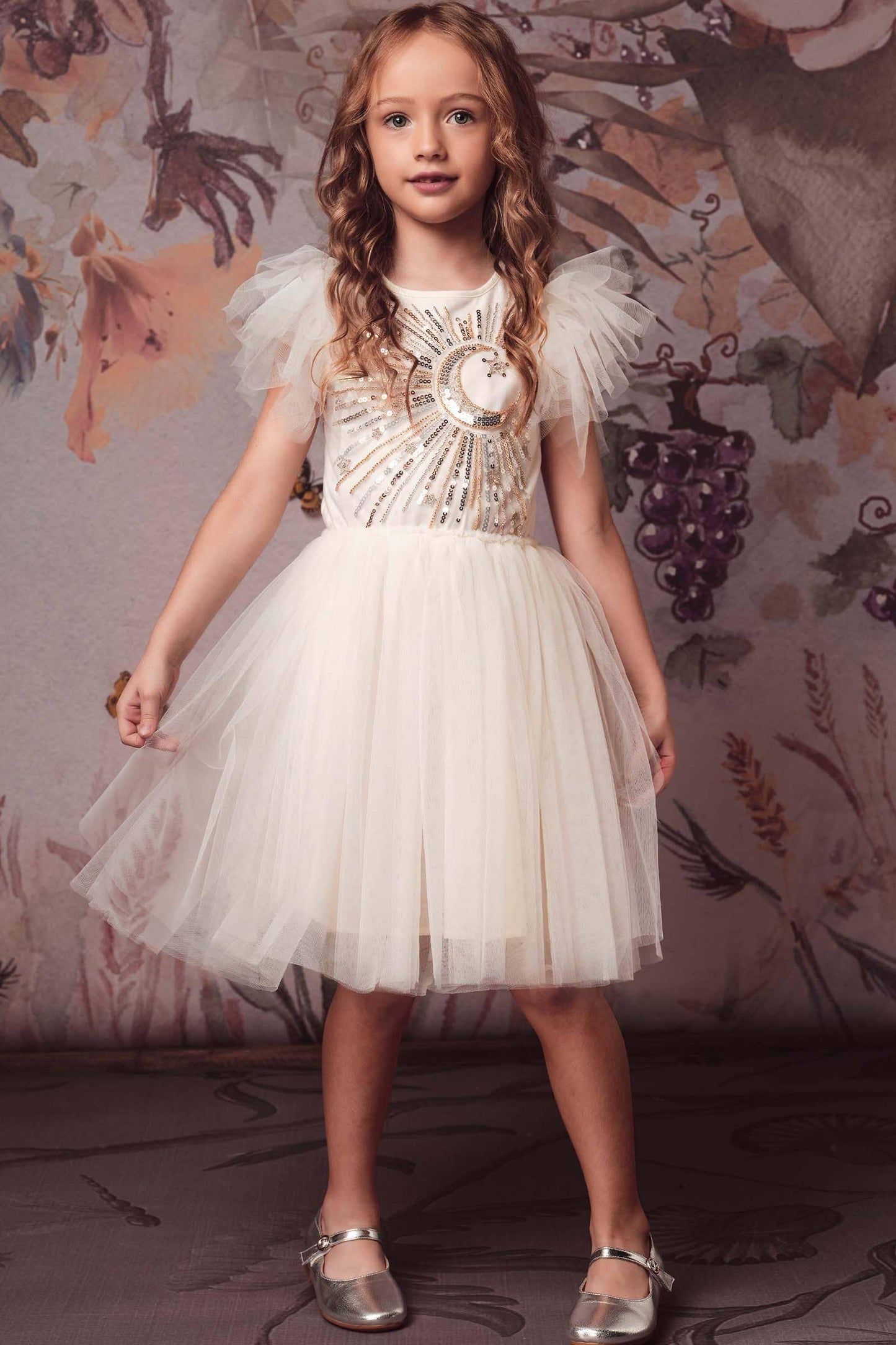 Embroidered Celestial Tulle Girl Dress