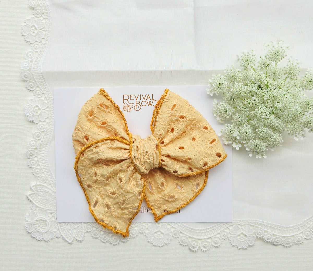 Fable Bow on Clip • Marigold Eyelet