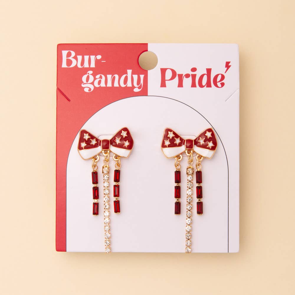 Game Day Crystal Rhinestone Embellished Bow Post Earrings