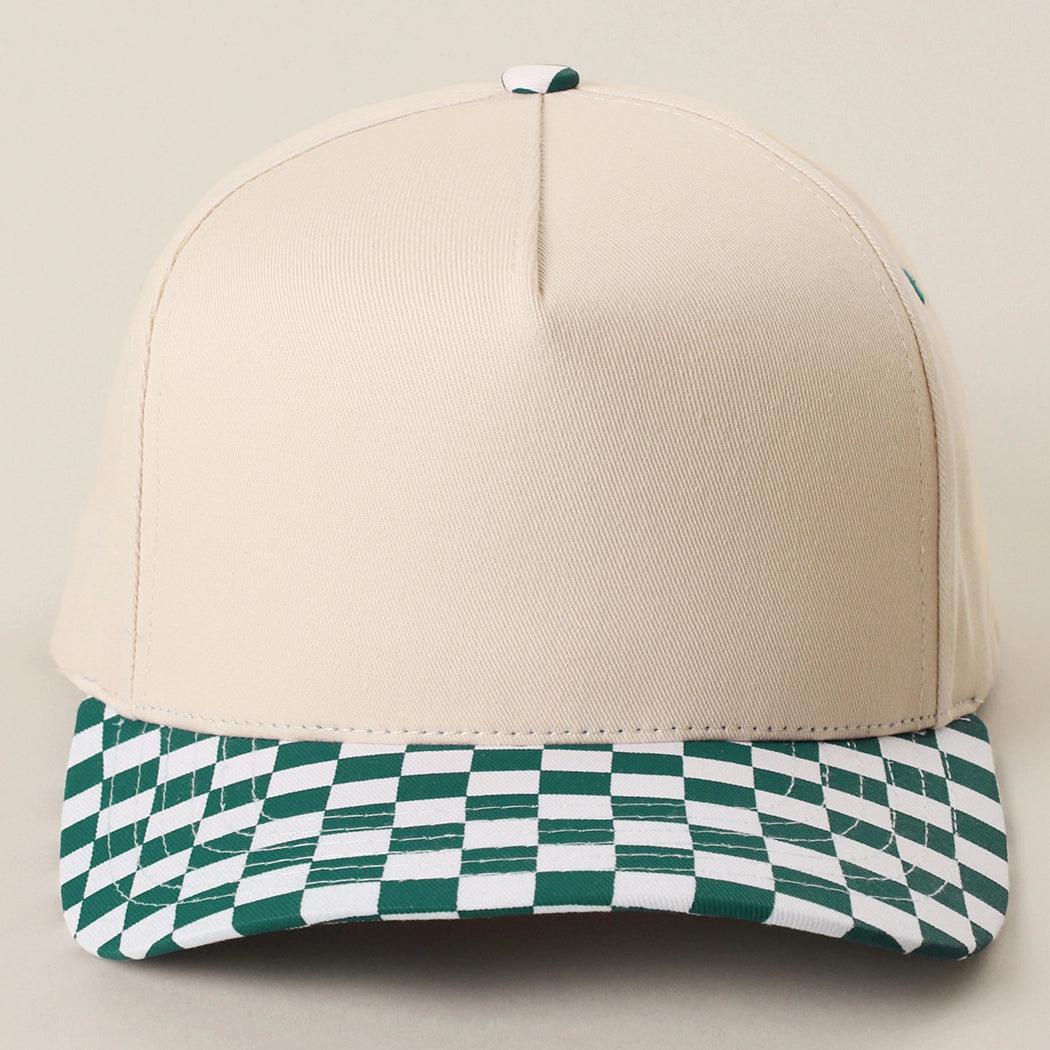 Collegiate Letter or Number Glitter HTV or Fabric Applique Embroidered Adjustable Checkered Bill Snapback Baseball Hat