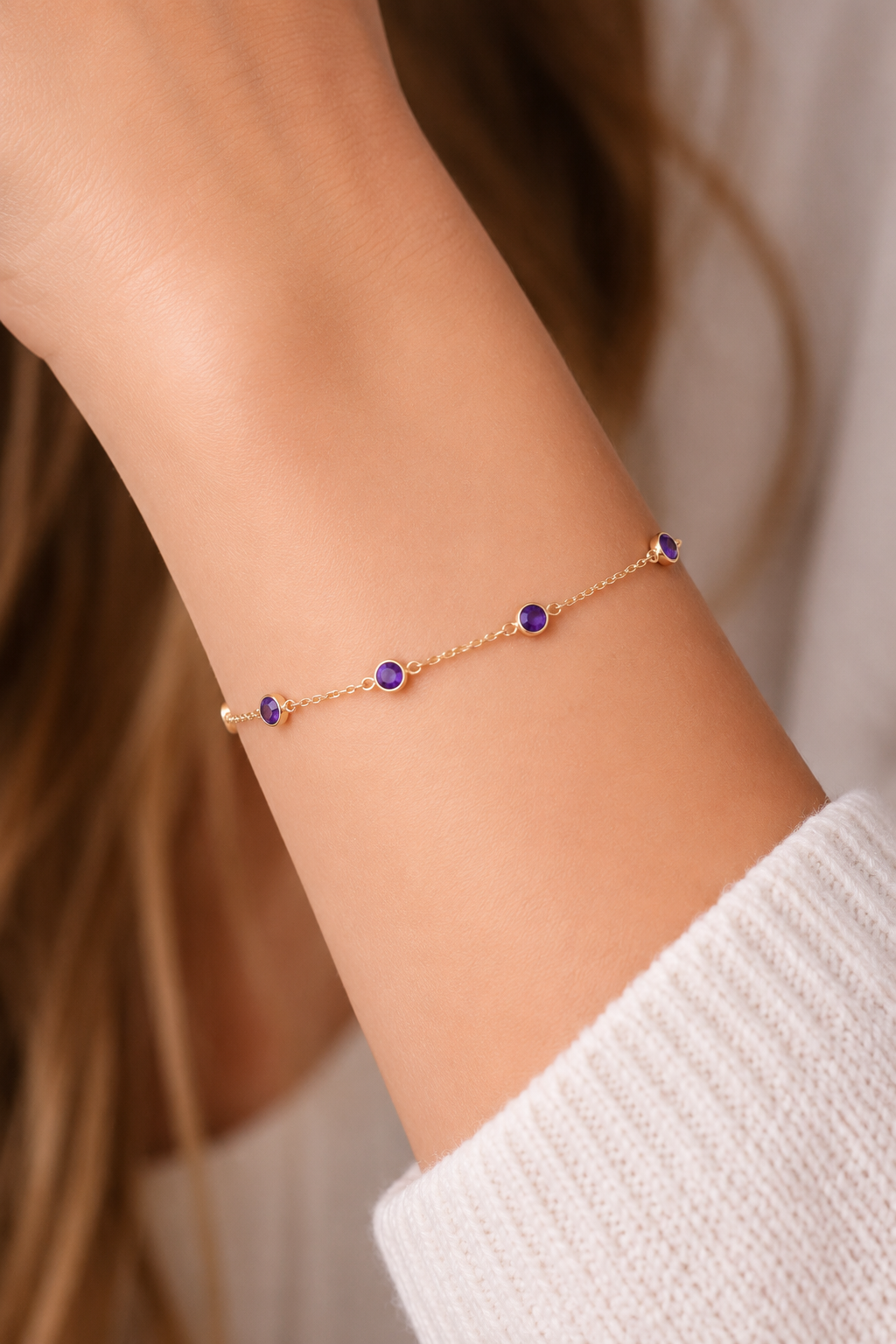 February Birthstone Bracelet — Amethyst