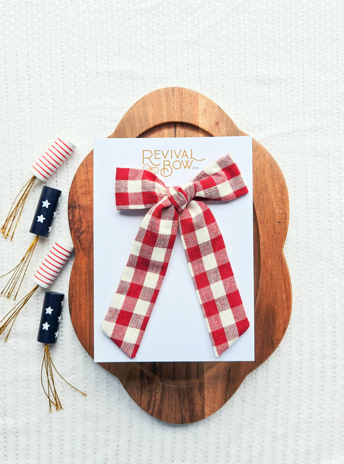 Long Tail Bow on Clip • Red Gingham