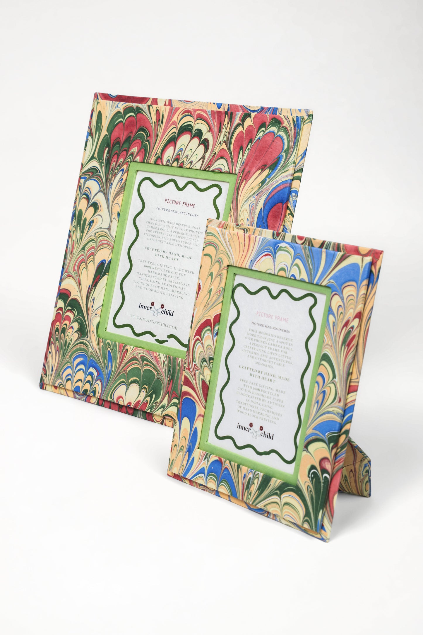 Hand-Marbled Large Wall Picture Frame in Multicolor, 5x7