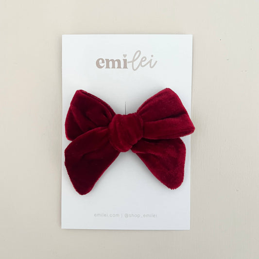 Velvet Fable Bow 2.0 Hair Clip - Crimson