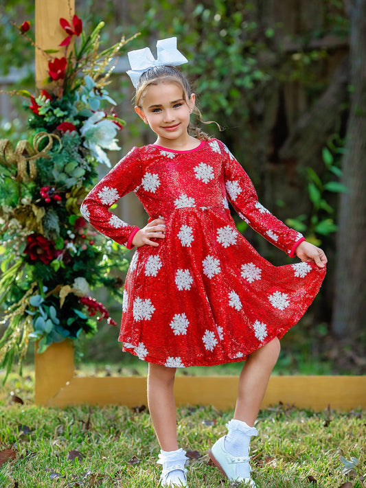 Snowflake Sequin Twirl Dress