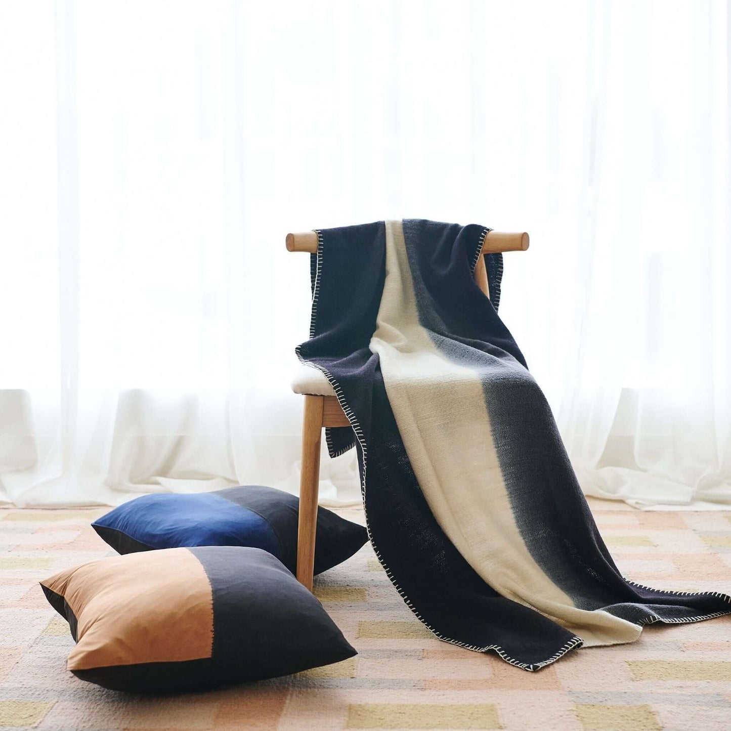 Handwoven Black and White Ink Soft Merino Throw Blanket