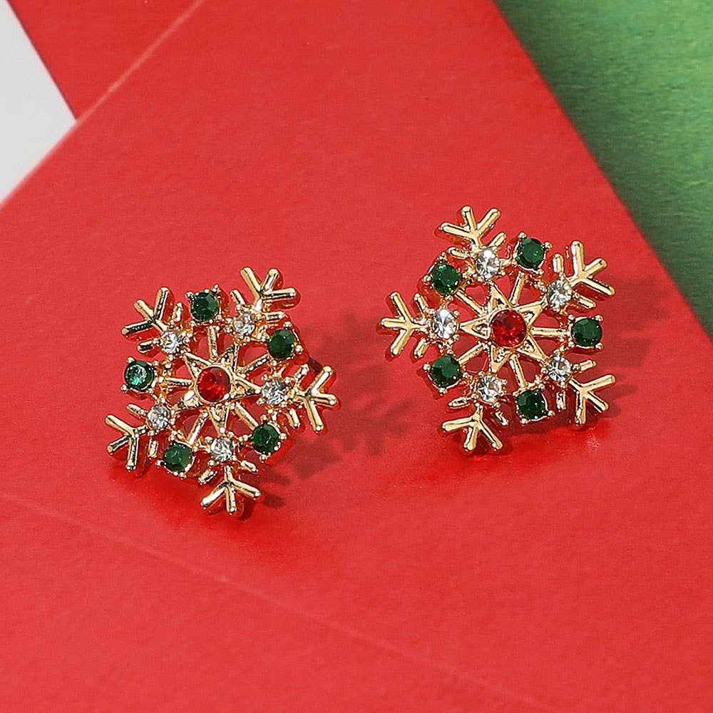 Rhinestone Paved Snowflake Stud Earrings