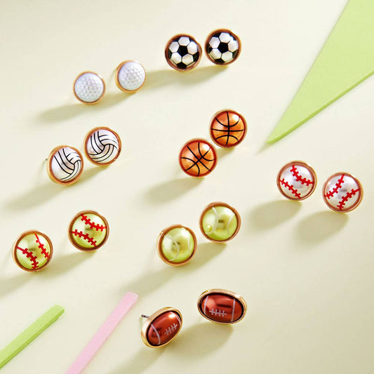 Pearly Baseball Football Soccer Softball Stud Earrings