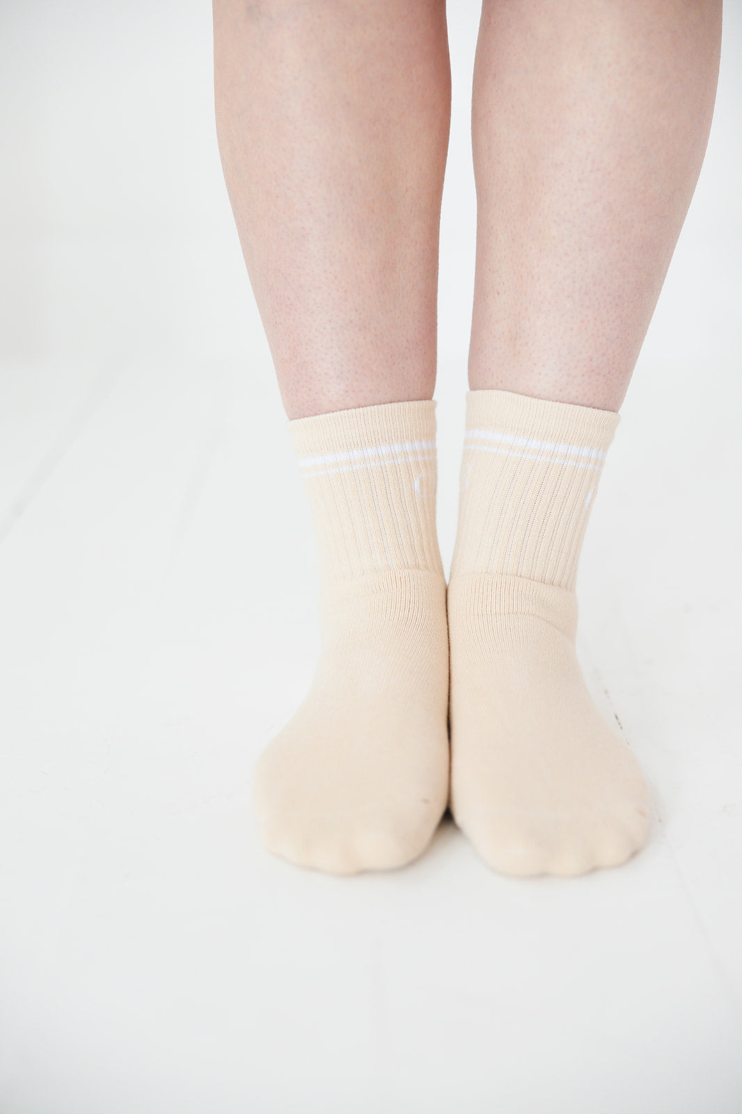 Cream | Half Crew Socks | Foot Soldier Mom™ | Cushioned Comfort for All-Day Support