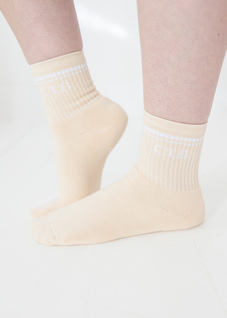 Cream | Half Crew Socks | Foot Soldier Mom™ | Cushioned Comfort for All-Day Support