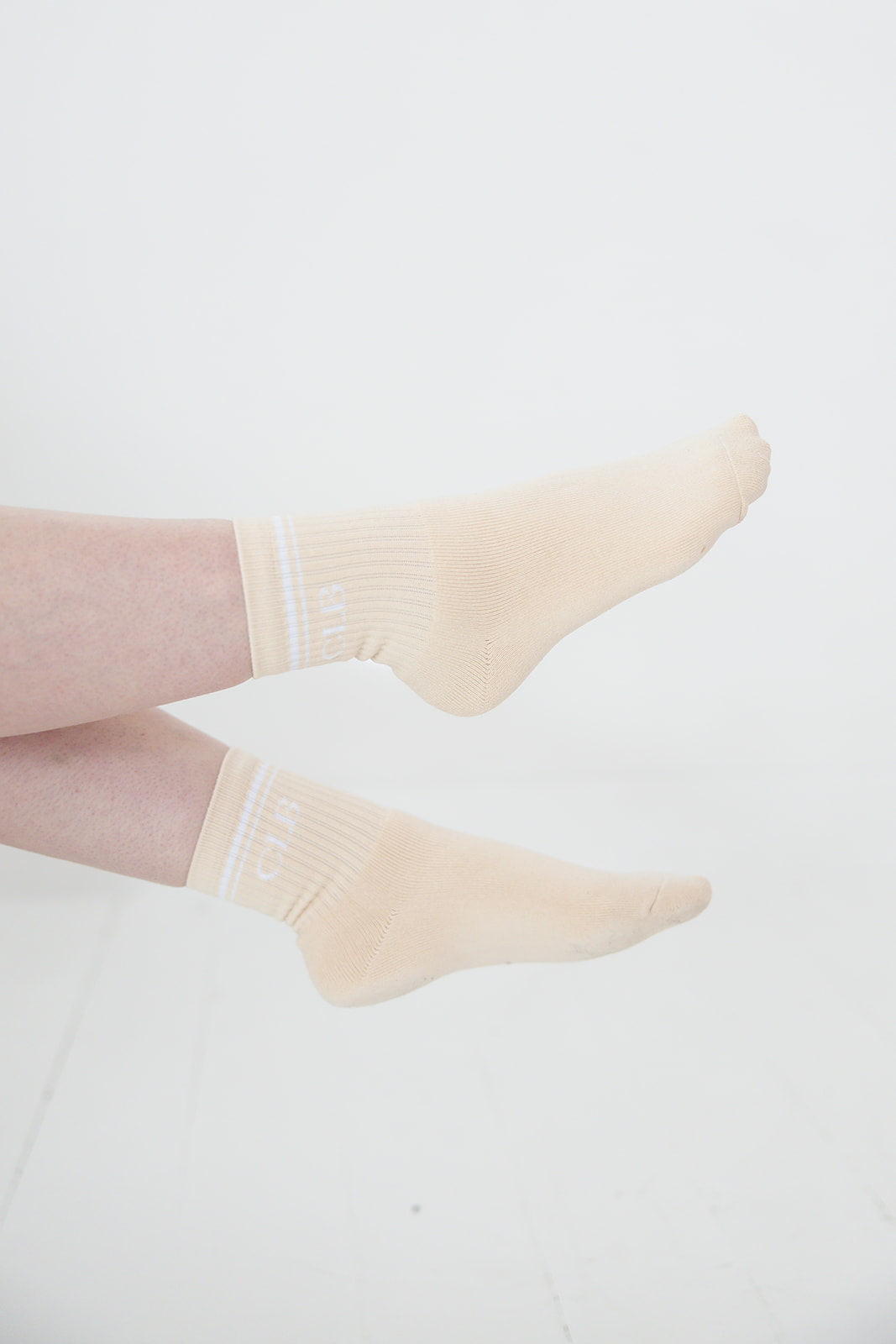Cream | Half Crew Socks | Foot Soldier Mom™ | Cushioned Comfort for All-Day Support