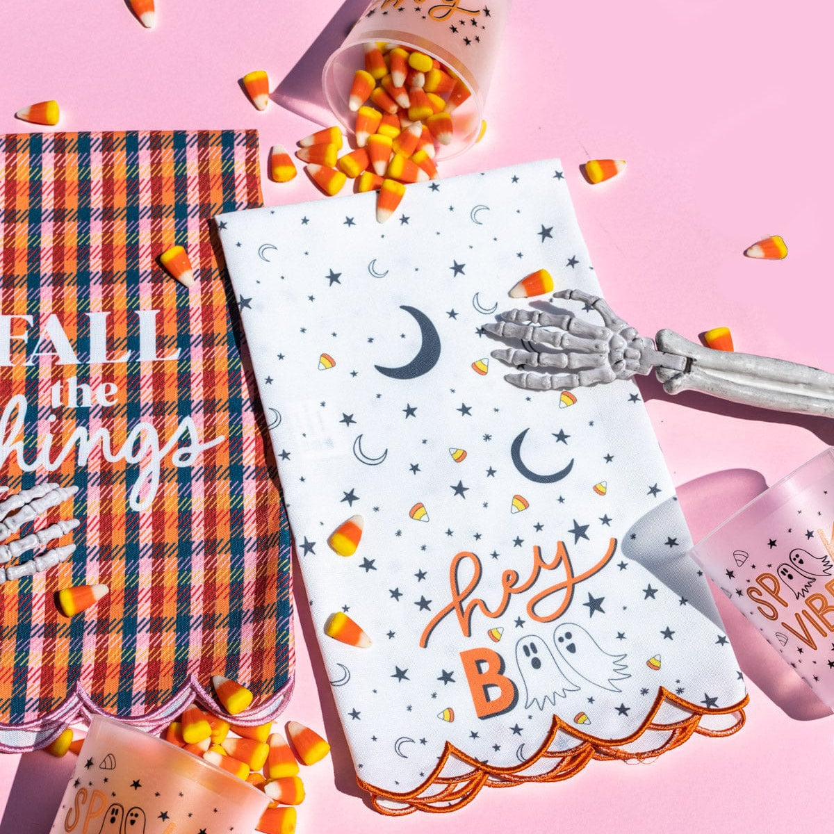 'Hey Boo' Cotton Halloween Tea Towel