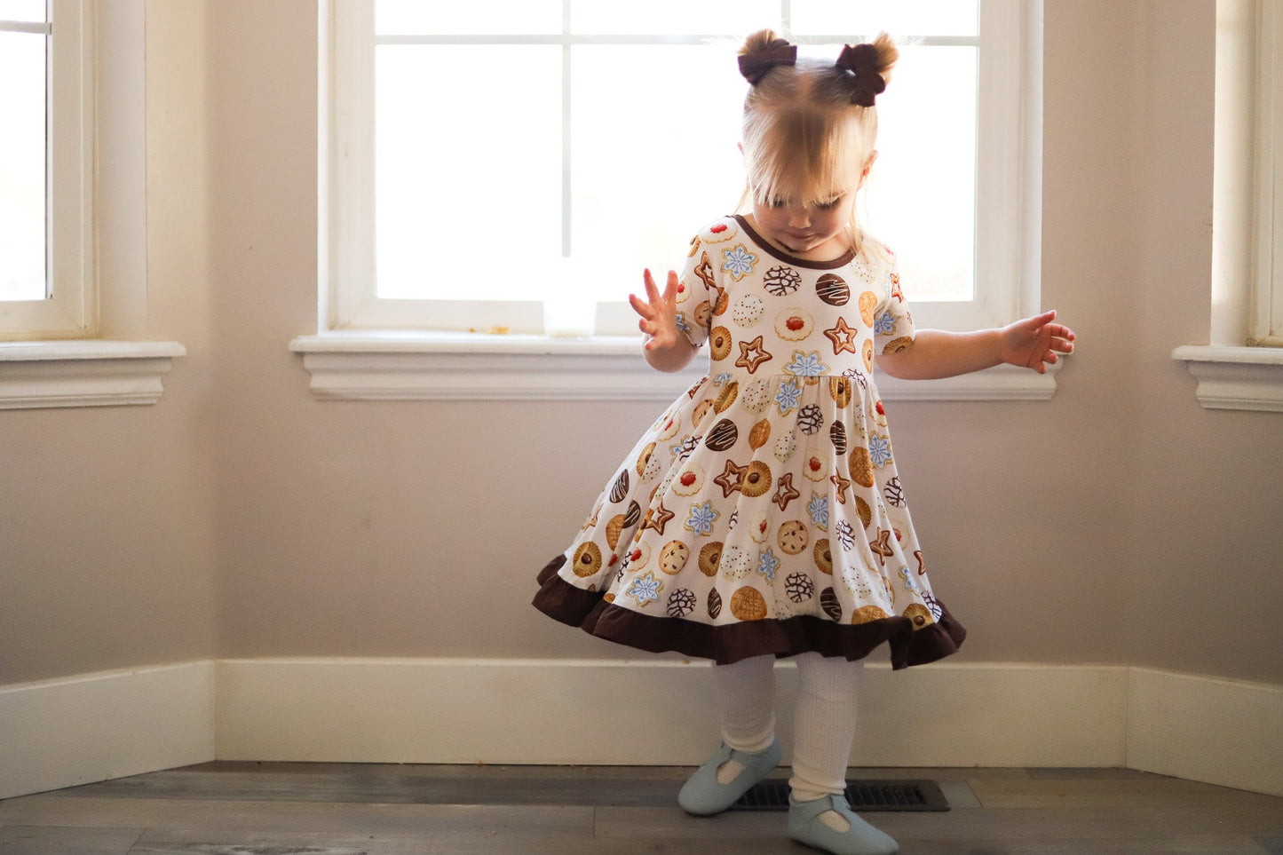 Cookie Swap | Toddler & Girls Bamboo Ruffle Twirl Dress