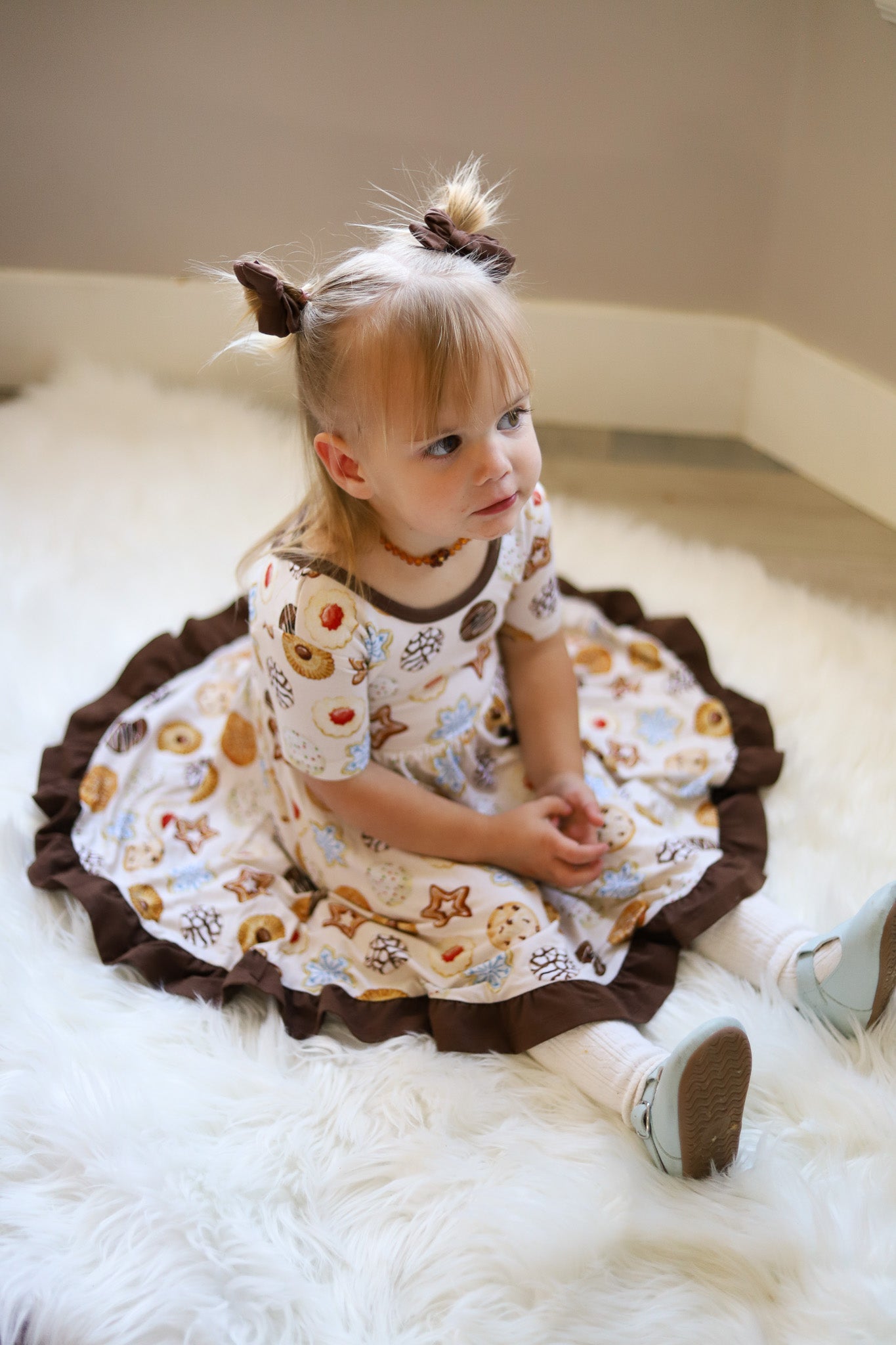 Cookie Swap | Toddler & Girls Bamboo Ruffle Twirl Dress