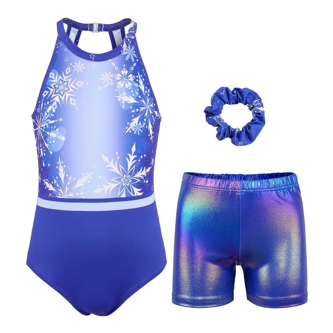 Frosted Snowflake Christmas Gymnastics Leotard Outfit Set