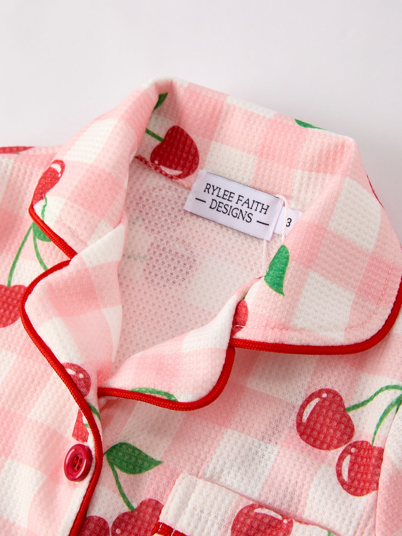 Waffle Cherry Girls Long Sleeve Set