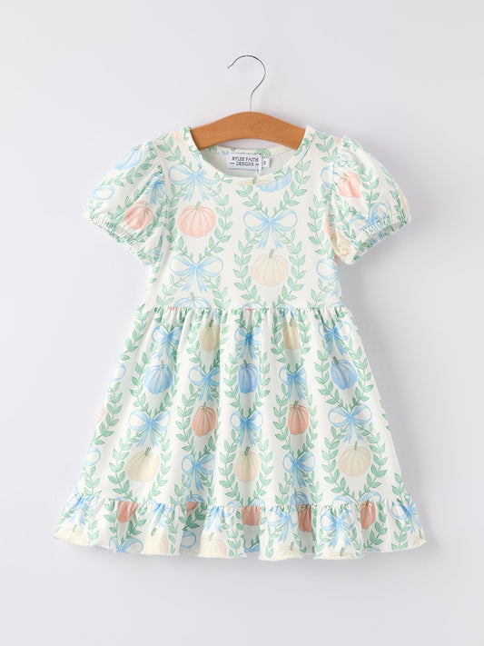 Playful Halloween Pumpkin Girls Dress