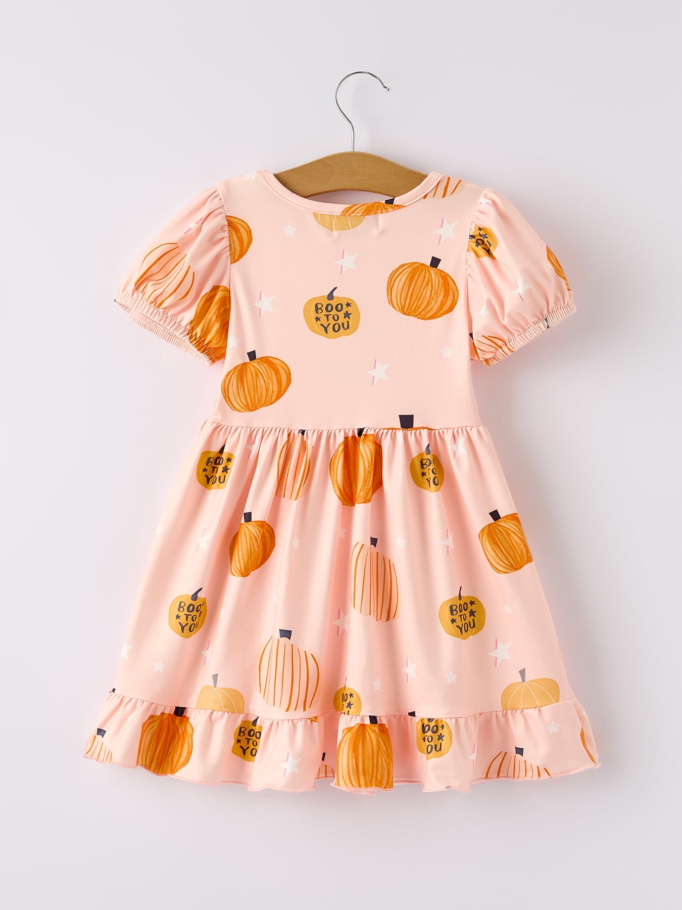 Halloween Fun Pumpkin Short Sleeve Girls Dress