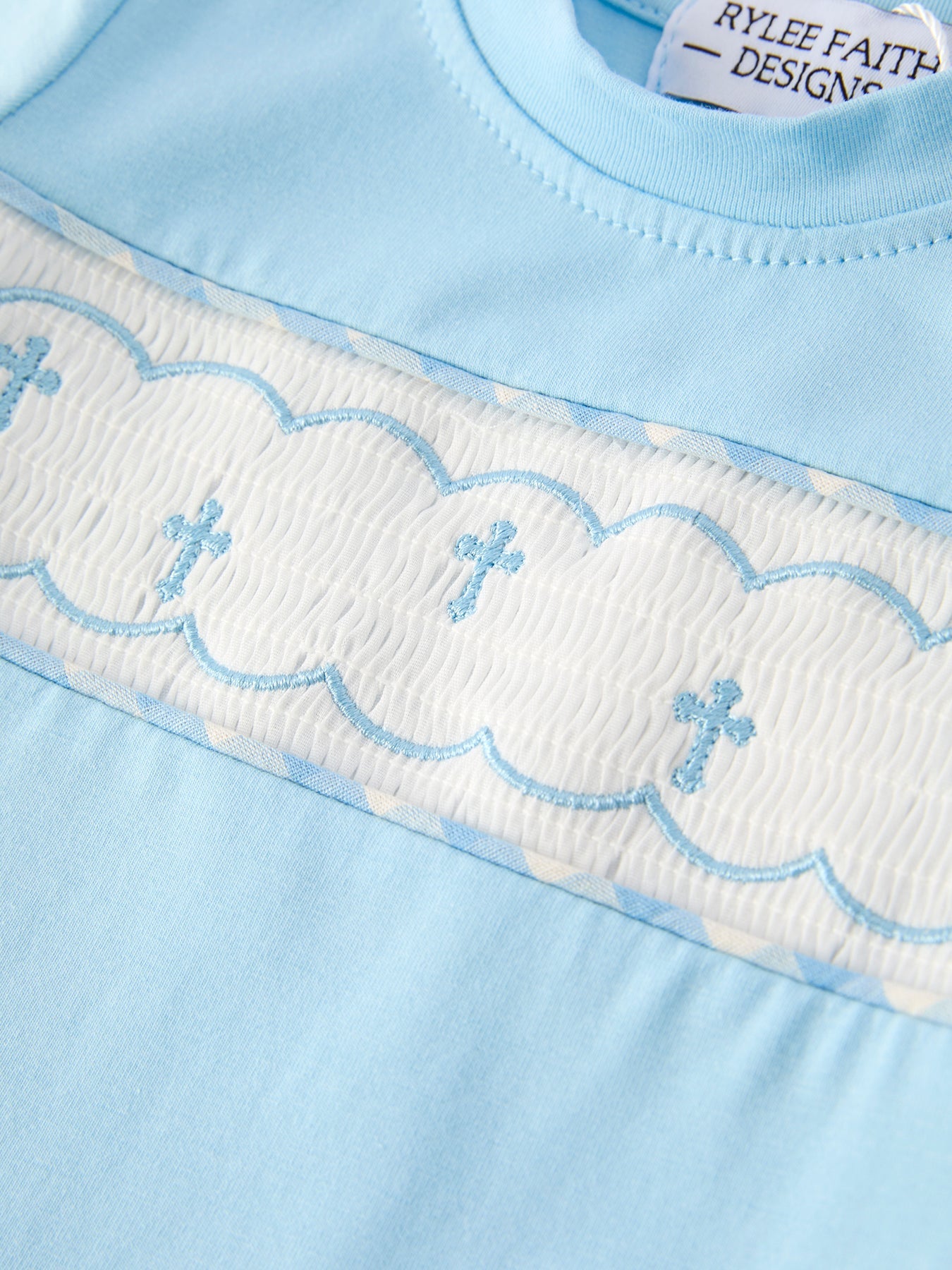 Blue Smocked Church Christ Bishop Christening Toddler Boys' Romper