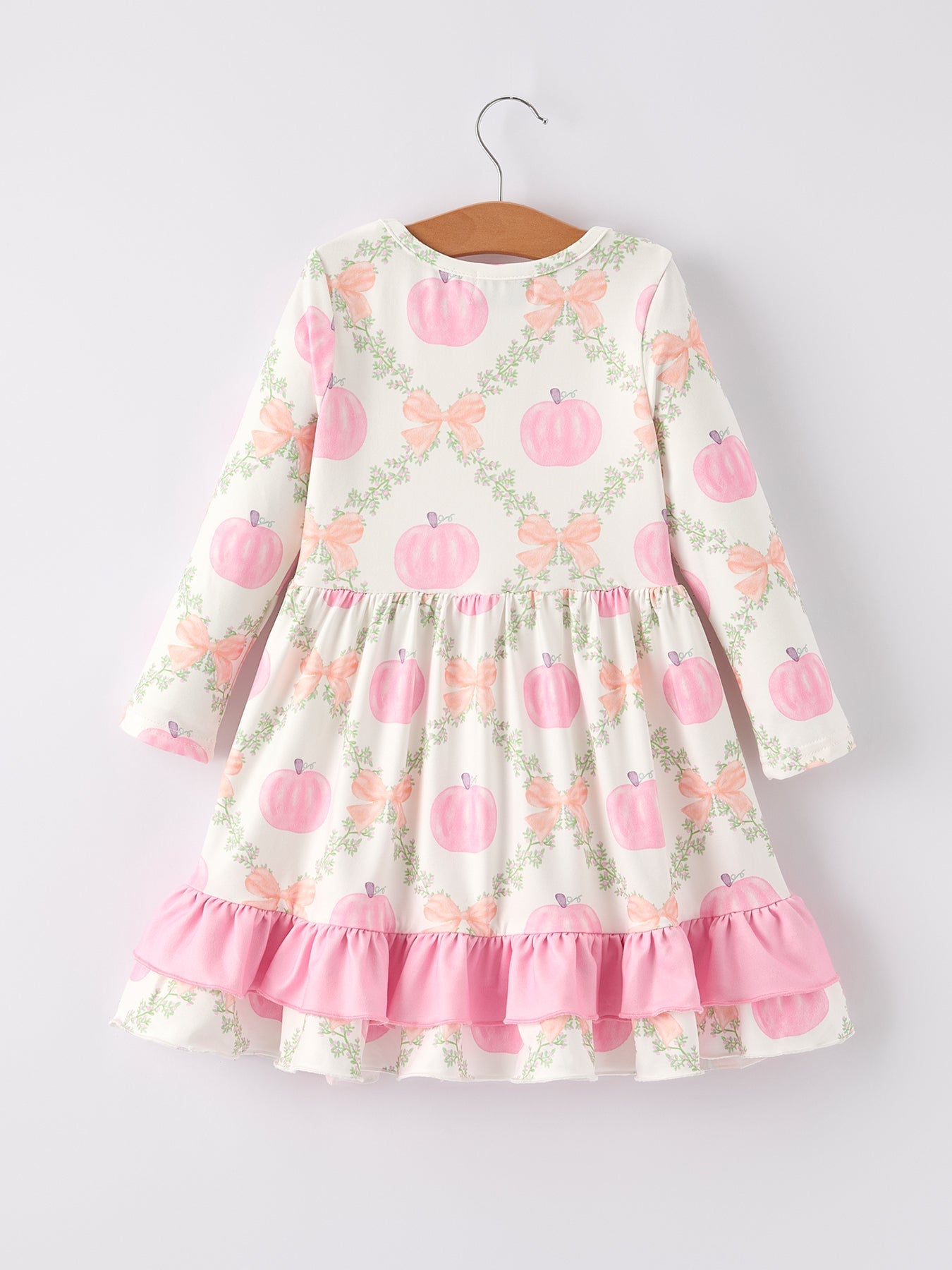 Halloween Pumpkin Pink Ruffle Girls Dress