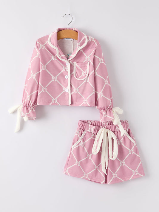 Bow Lapel Pajamas- mommy and me matching