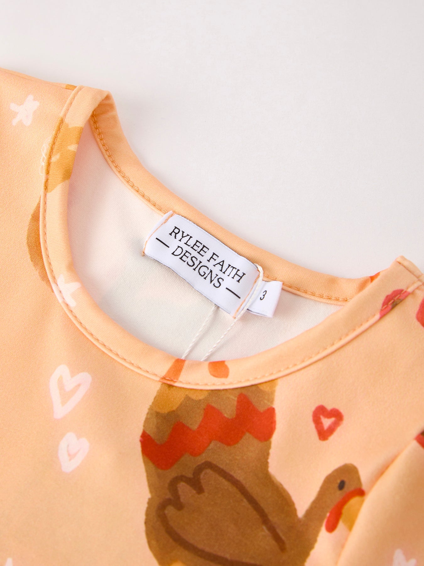 Thanksgiving Day Turkey Pie Print Ruffle Sleeve Dress