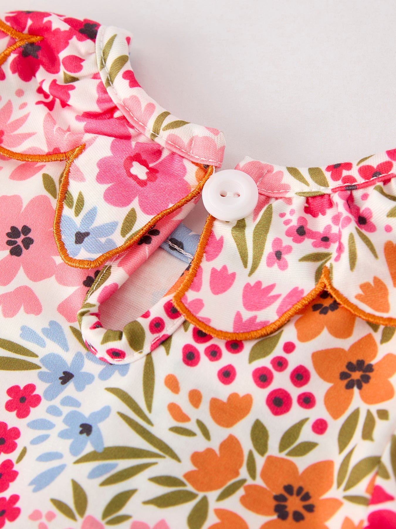 PREORDER Halloween Pumpkin Bow Smock Embroidered Floral Baby Girl Romper