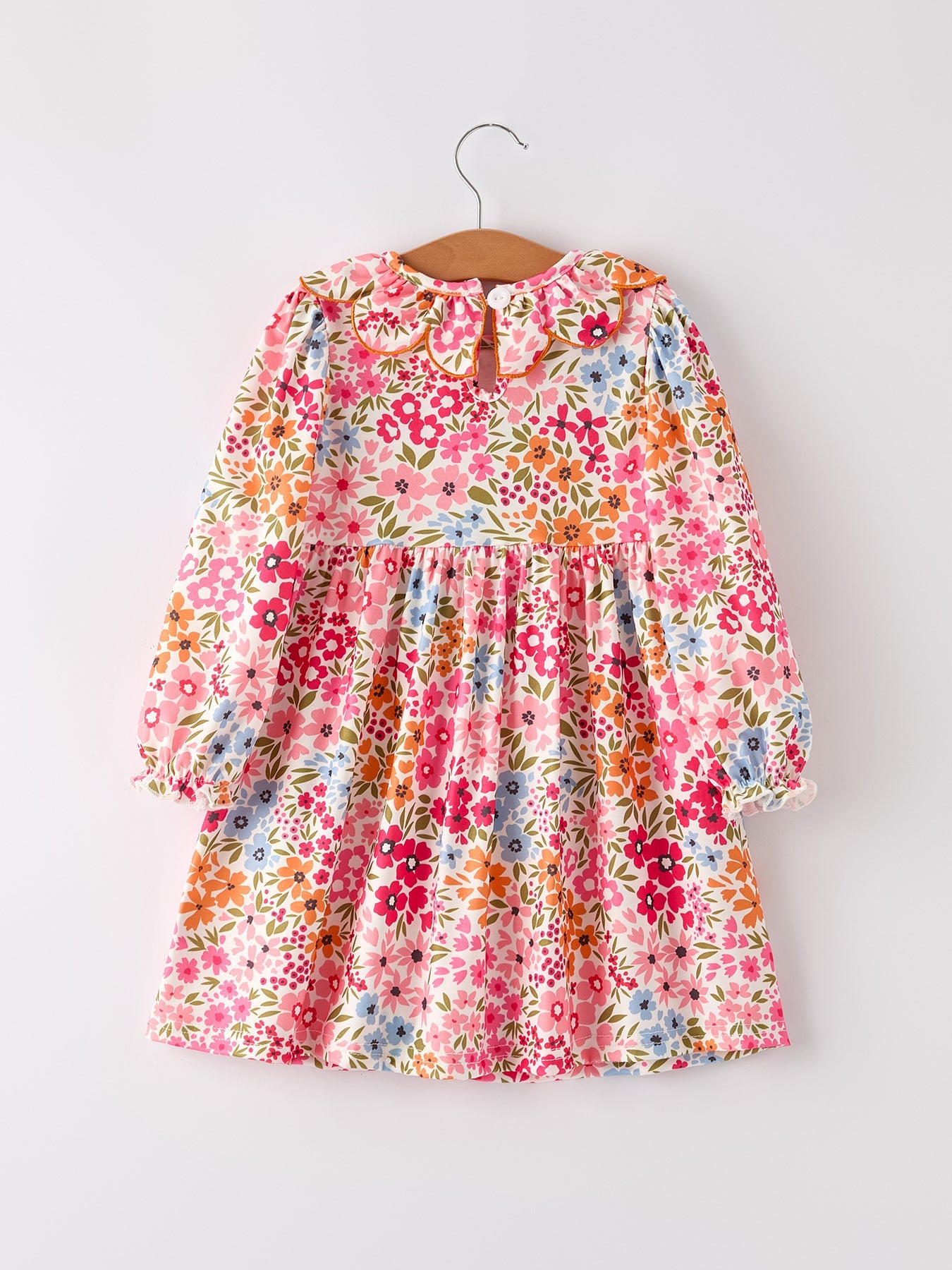 Halloween Pumpkin Bow Smock Embroidered Floral Dress