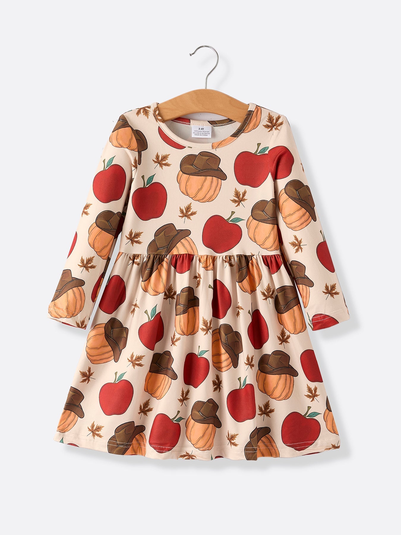 2 Piece Thanksgiving Pumpkin Stripe Print Girls Dress Set