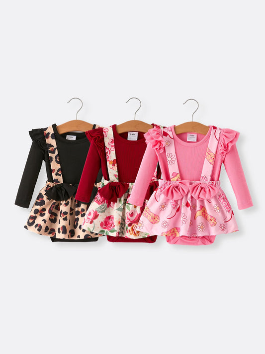 Girls Leopard Romper set of 3 outfits