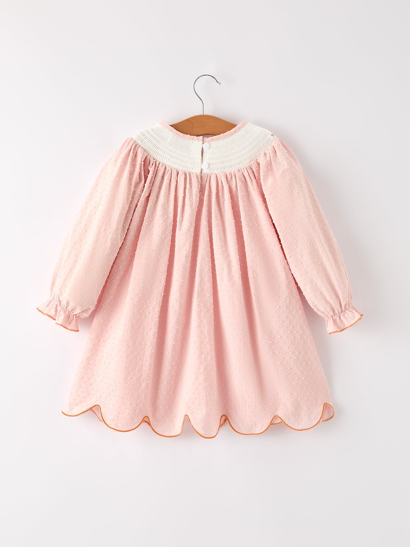 Fall Thanksgiving & Halloween Chicken Pumpkin Smock Embroidery Baby Girl Dress