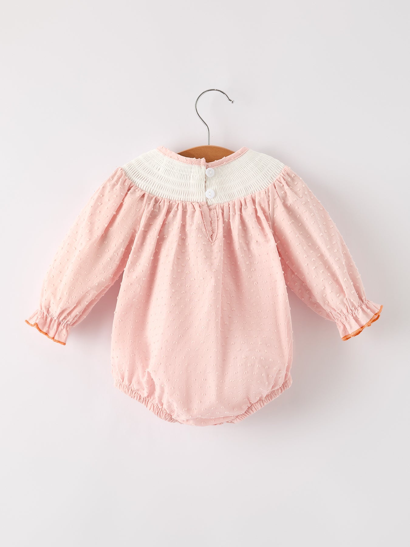 Fall Thanksgiving & Halloween Chicken Pumpkin Smock Embroidery Baby Girl Romper