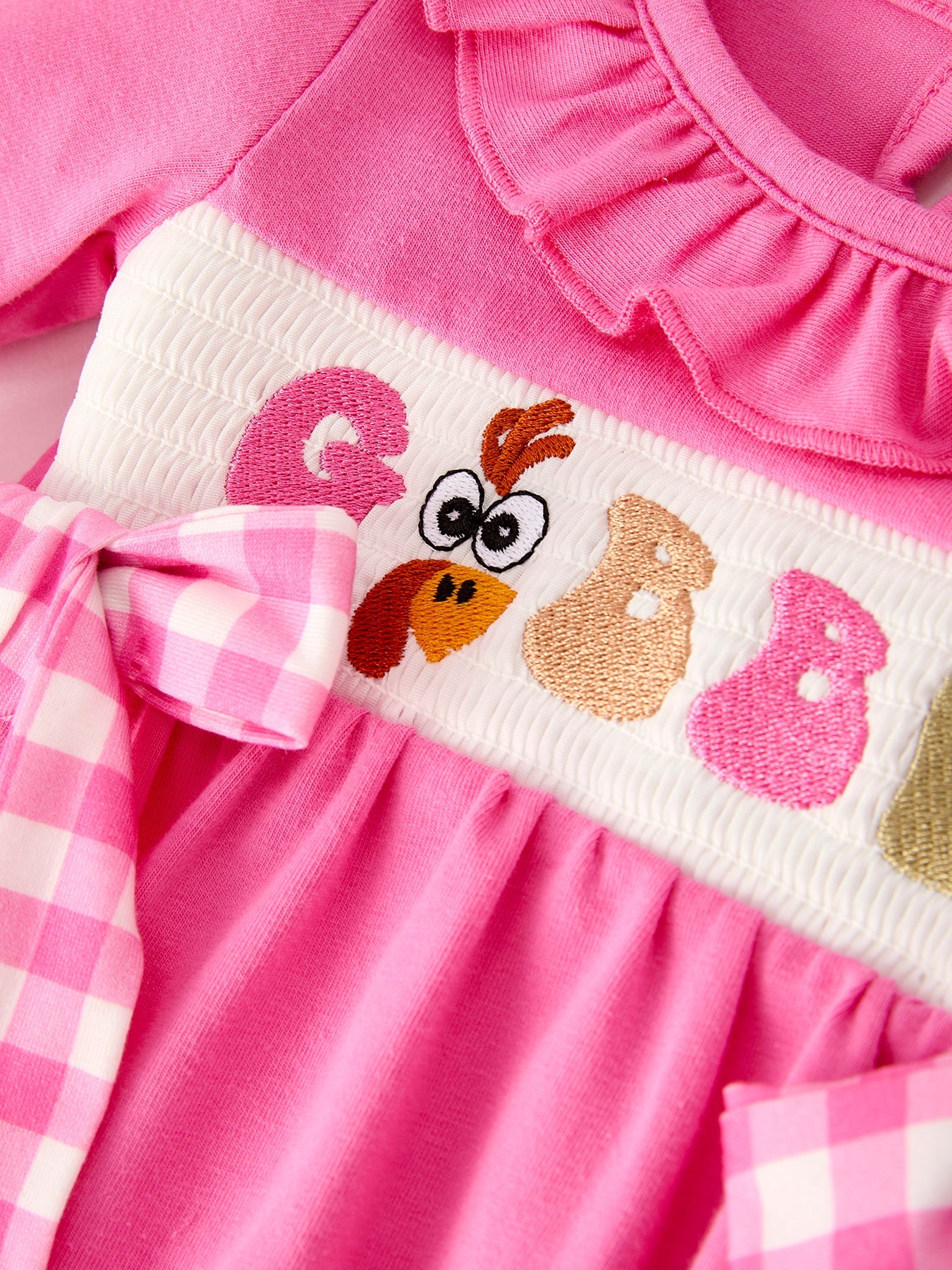 Fall Thanksgiving & Halloween "GOBBLE" Smock Embroidery Baby Girl Romper