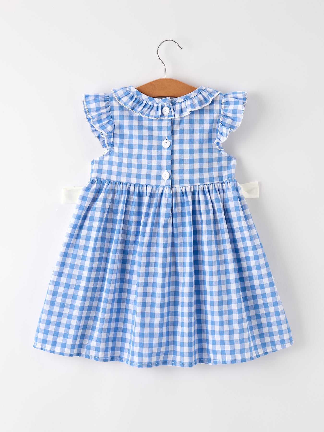 Fall Thanksgiving & Halloween Blue Pumpkin Smock Embroidery Baby Girl Dress