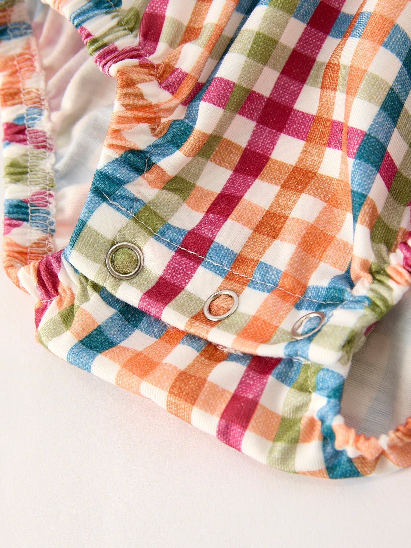 Fall Thanksgiving Color Plaid Embroidery Smocking Baby Girls Romper