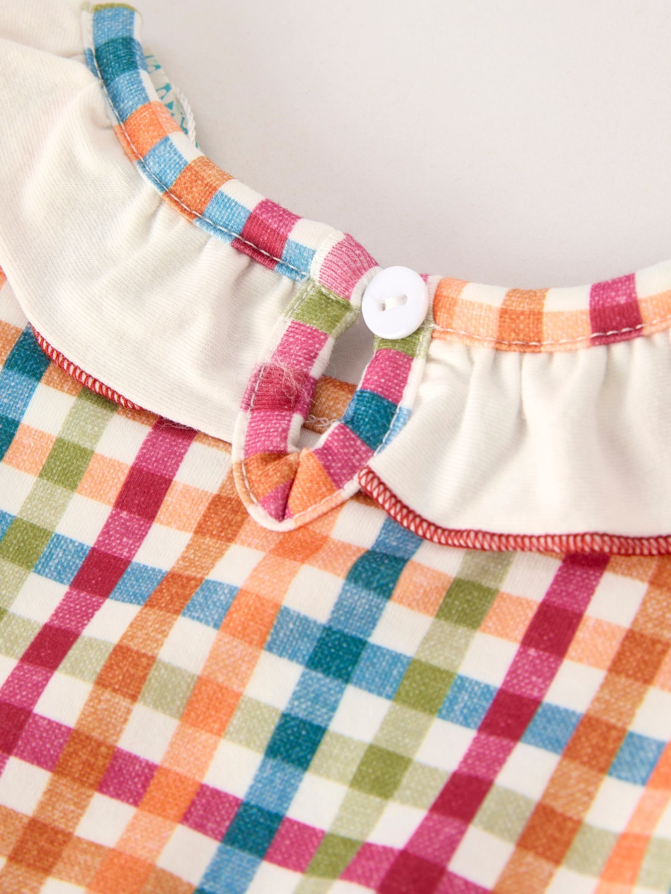 Fall Thanksgiving Color Plaid Embroidery Smocking Baby Girls Romper
