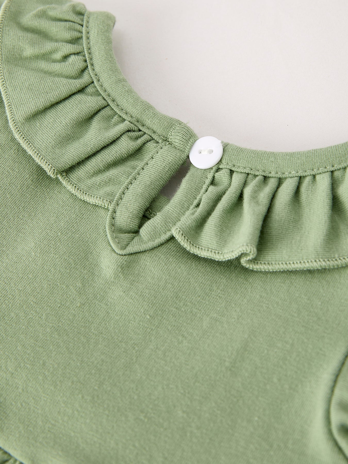 Fall Thanksgiving Smock Embroidered Green  Baby Girl Romper