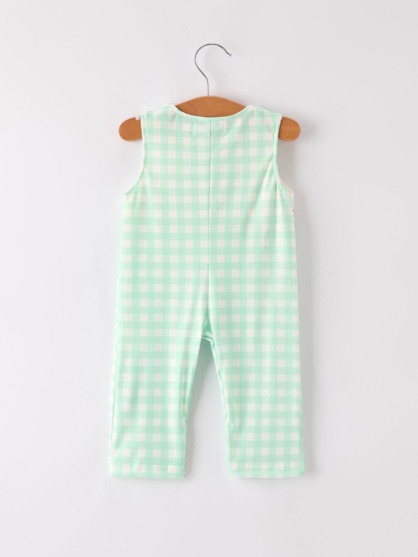 Fall Thanksgiving Green Smock Embroidered Plaid Baby Boys Romper