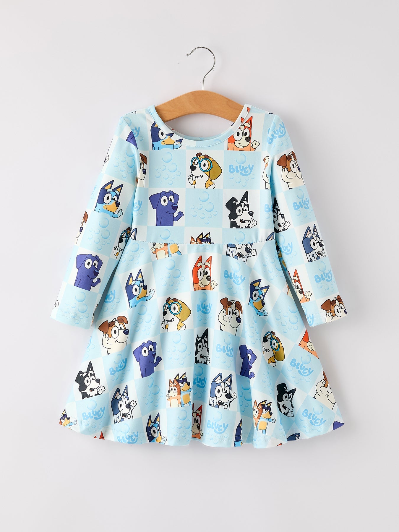 Character Print Blue Girls Dress