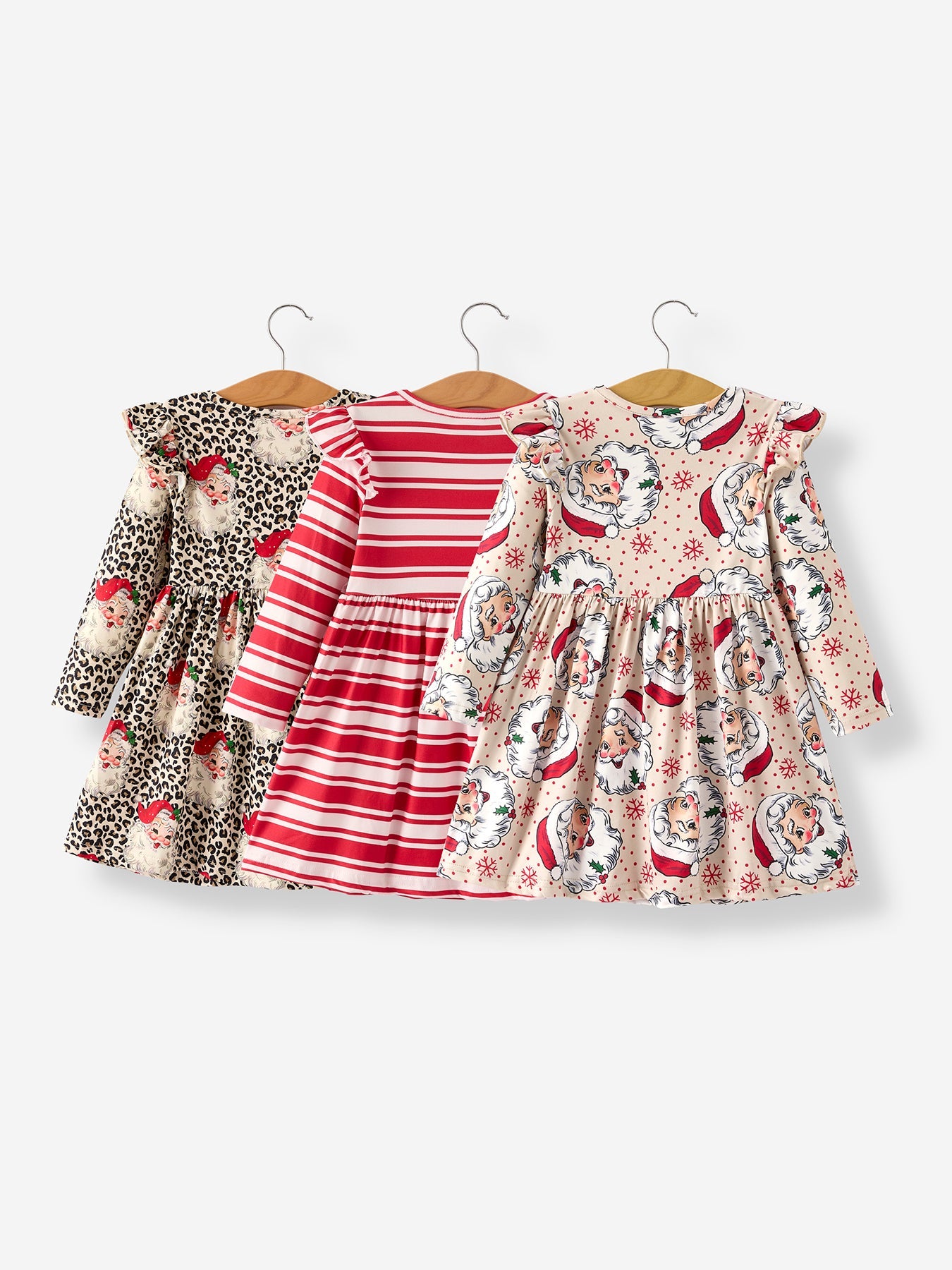Christmas Santa Character Stripe Print Dress Set (3 Pieces)