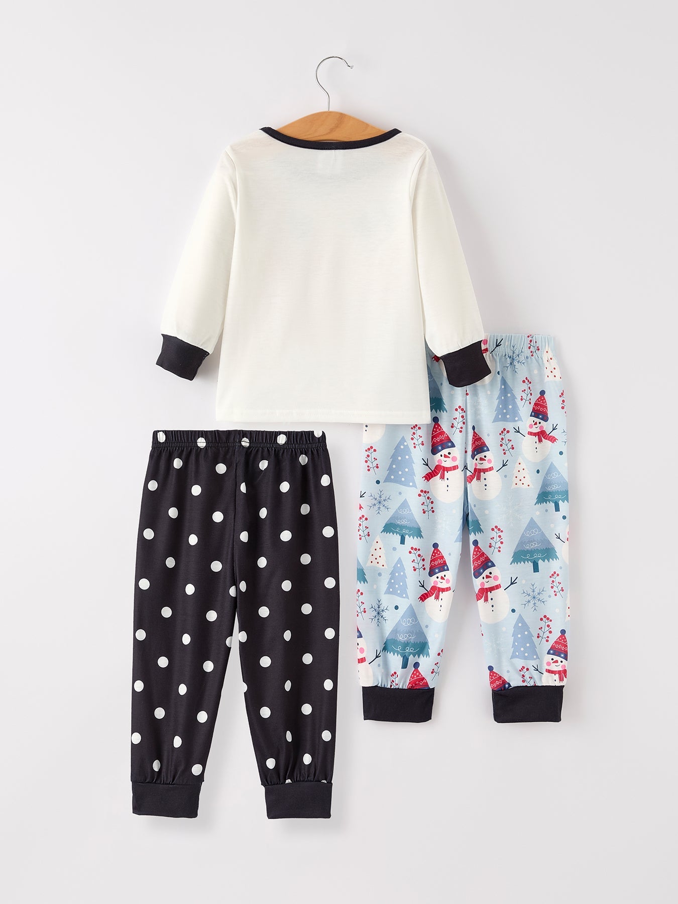 Christmas Print 1 Top + 2 Pants Combination Girls Pajama Set