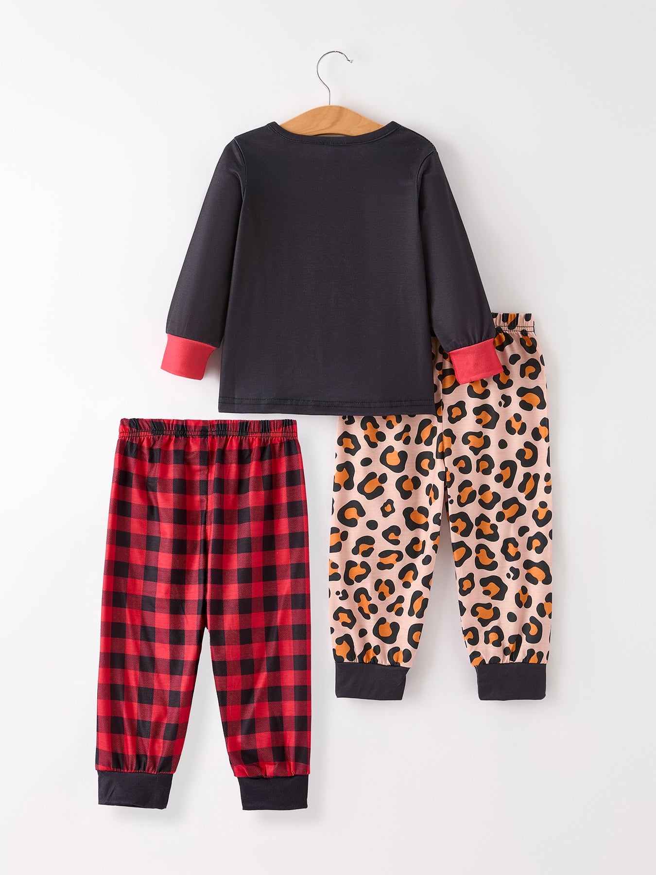 Christmas Print 1 Top + 2 Pants Combination Girls Pajama Set