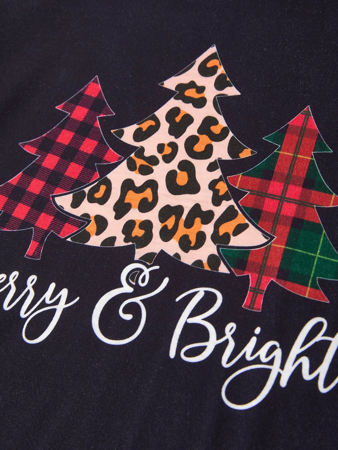 Christmas Print 1 Top + 2 Pants Combination Girls Pajama Set