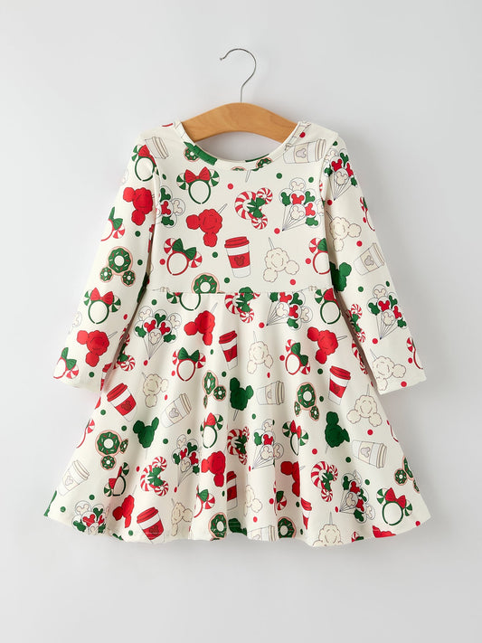 Christmas Character Sweet Balloon Print Girls Dress