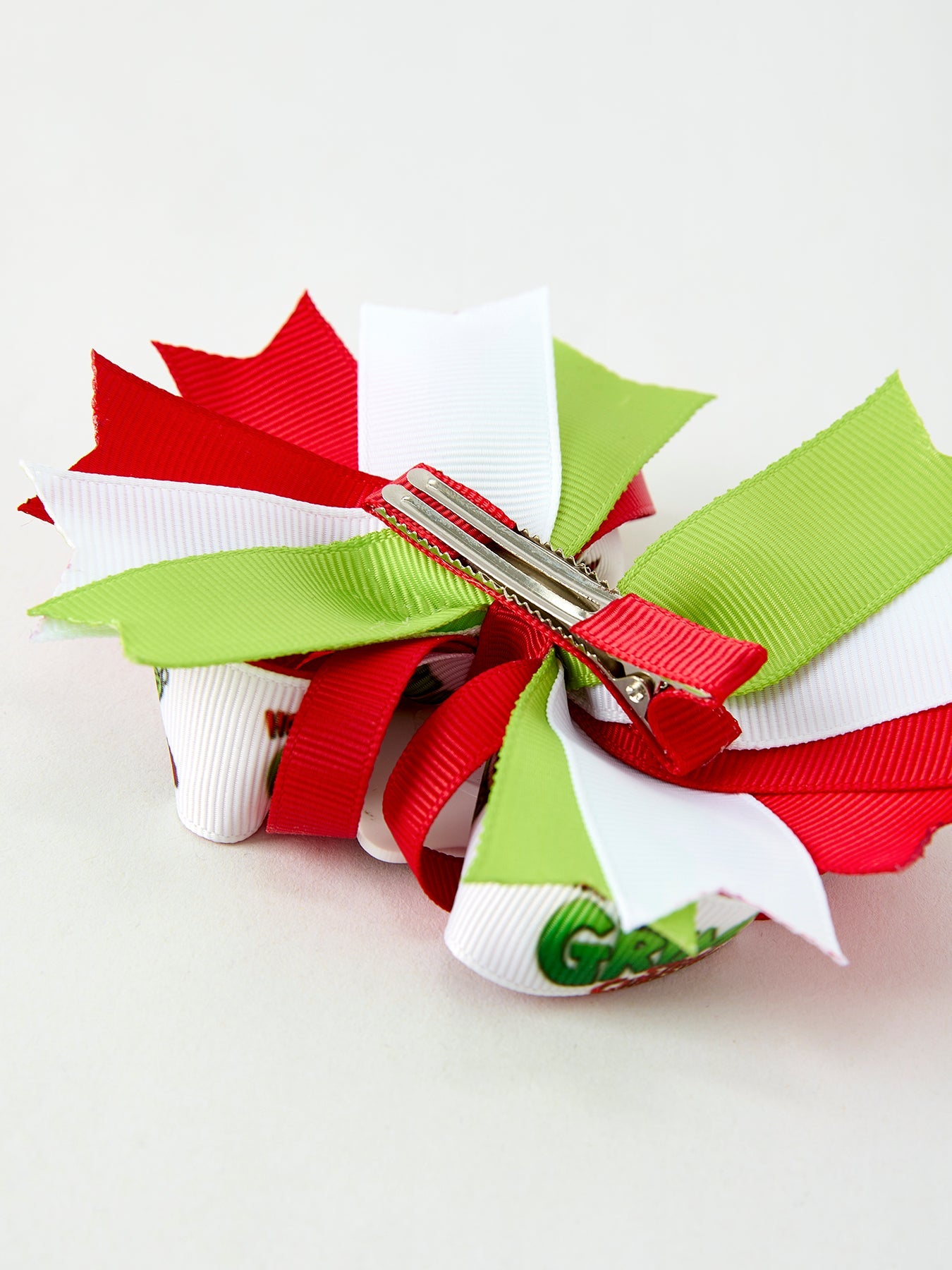 Christmas Character Red Green Bow 4.7 inch Hairpin