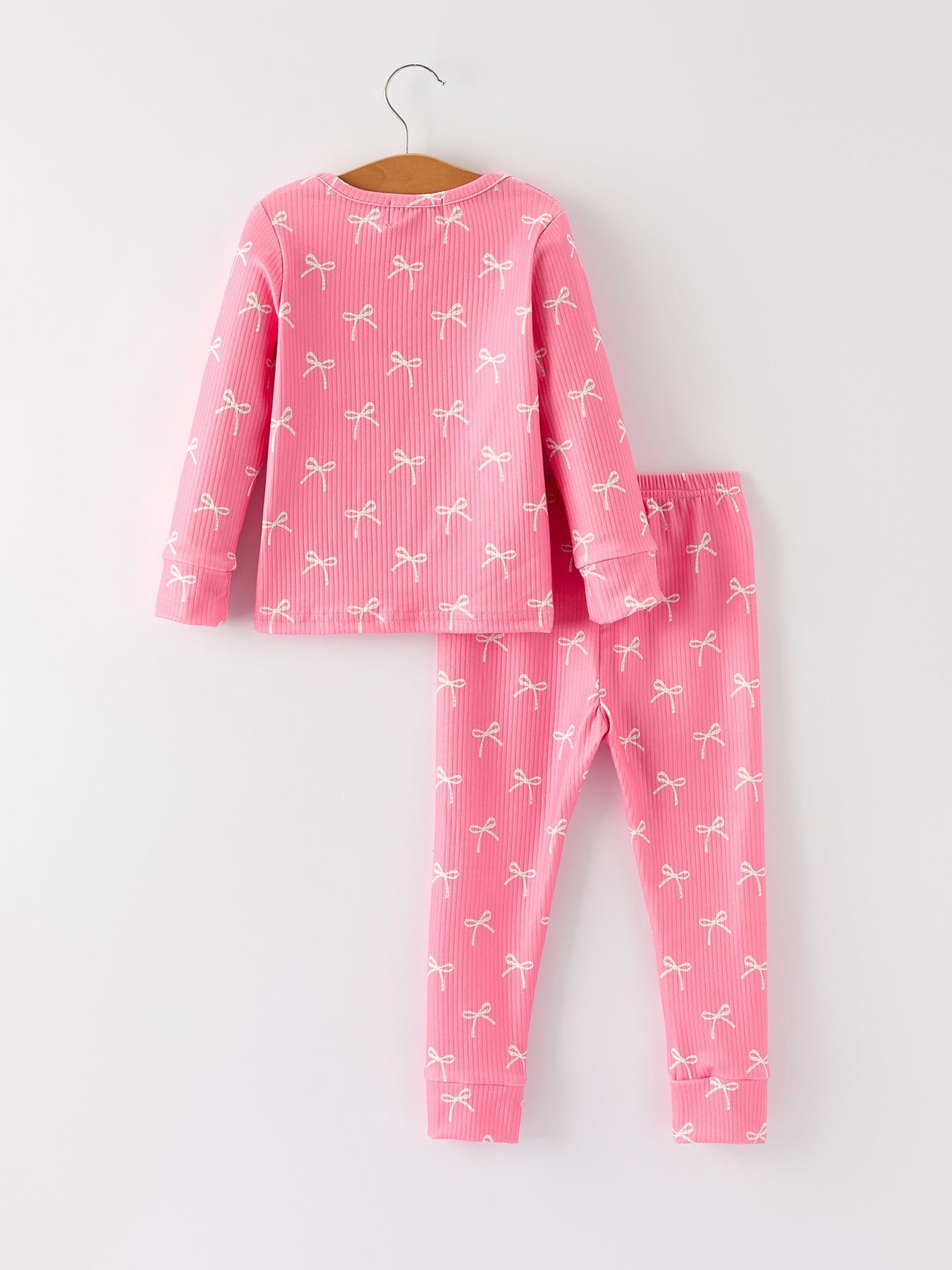 Girls Pink Bow Pajama Set: Comfy and Cute