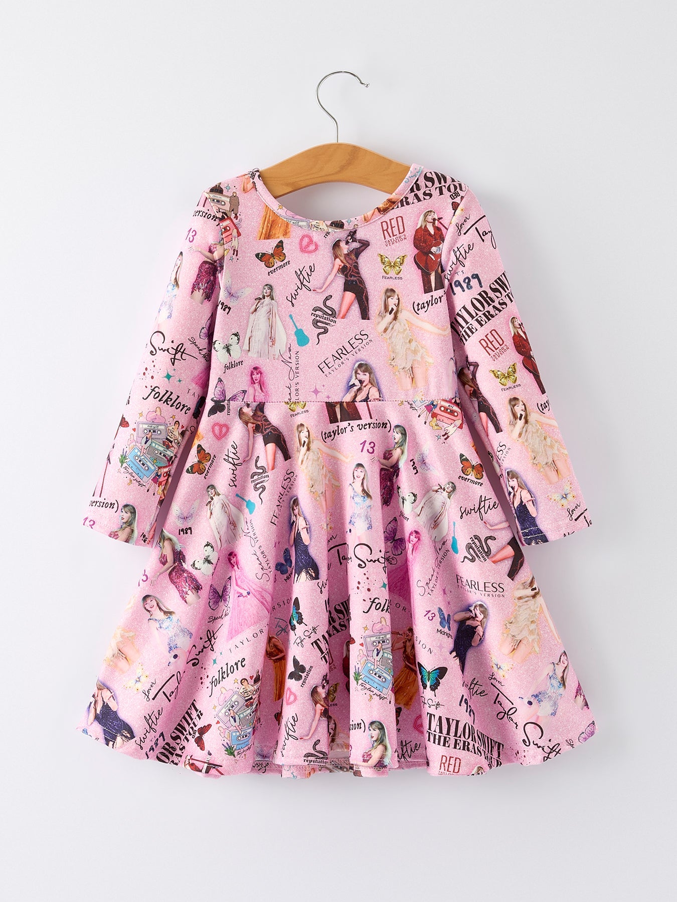 Ts Twirly Print Girls Milk Silk Dress：Musical Journey in Style