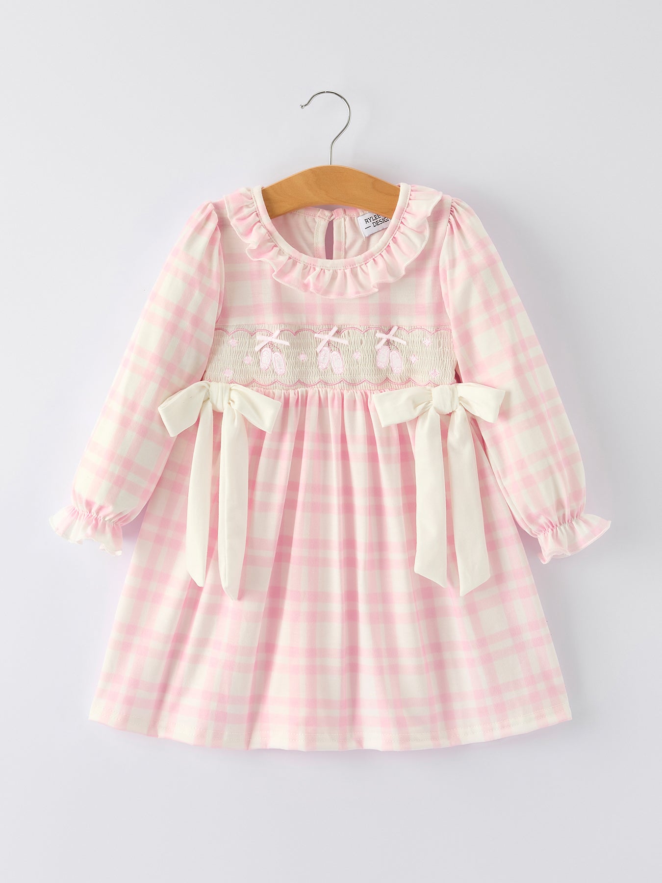 Pink Ballet Bow Plaid Dress